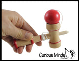 Set of 3 Wood Skill Game Toys - 1 Kendama, 1 Ball and Cup Catch Game, 1 Paddle Ball Score - Small Wood Ball and Cup Wooden Mexican Yo Yo Toy Yoyo Skill Trick Toy Kids Teens
