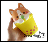 Animal Drinking Bubble Tea Drink Slow Rise Squishy Toys - Memory Foam Party Favors, Prizes, OT (Cow, Alpaca, Cat, Corgi, Bear, Unicorn)
