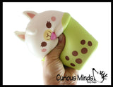 Animal Drinking Bubble Tea Drink Slow Rise Squishy Toys - Memory Foam Party Favors, Prizes, OT (Cow, Alpaca, Cat, Corgi, Bear, Unicorn)