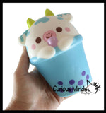 Animal Drinking Bubble Tea Drink Slow Rise Squishy Toys - Memory Foam Party Favors, Prizes, OT (Cow, Alpaca, Cat, Corgi, Bear, Unicorn)