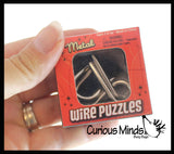Mini Metal Wire Brain Teaser Puzzles - Individually Wrapped - Logic Untwist the Knots - IQ Toy Mind Mental Game