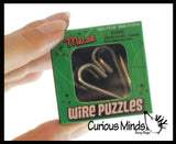 Mini Metal Wire Brain Teaser Puzzles - Individually Wrapped - Logic Untwist the Knots - IQ Toy Mind Mental Game