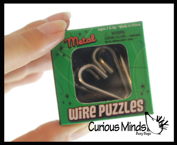 Mini Metal Wire Brain Teaser Puzzles - Individually Wrapped