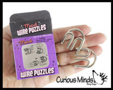 Mini Metal Wire Brain Teaser Puzzles - Individually Wrapped - Logic Untwist the Knots - IQ Toy Mind Mental Game