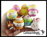 Mini Easter Slow Rise Squishy Foam Toys - Cute Squish Basket and Egg Fillers