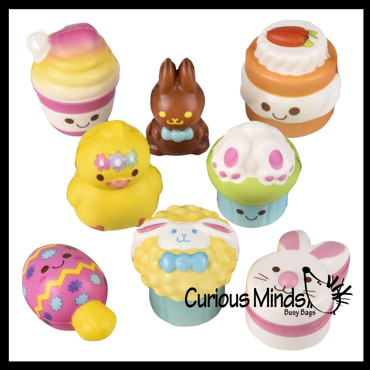 Mini Easter Slow Rise Squishy Foam Toys - Cute Squish Basket and Egg Fillers