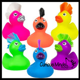 Rubber Ducks with Mohawk Hair - 2" Bright Rubber Duckies Baby Ducklings - Cute Novelty Prize Reward Giveaway Punk Rock