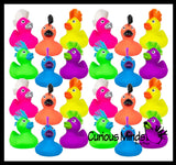 Rubber Ducks with Mohawk Hair - 2" Bright Rubber Duckies Baby Ducklings - Cute Novelty Prize Reward Giveaway Punk Rock