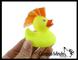 Rubber Ducks with Mohawk Hair - 2" Bright Rubber Duckies Baby Ducklings - Cute Novelty Prize Reward Giveaway Punk Rock