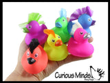 Rubber Ducks with Mohawk Hair - 2" Bright Rubber Duckies Baby Ducklings - Cute Novelty Prize Reward Giveaway Punk Rock