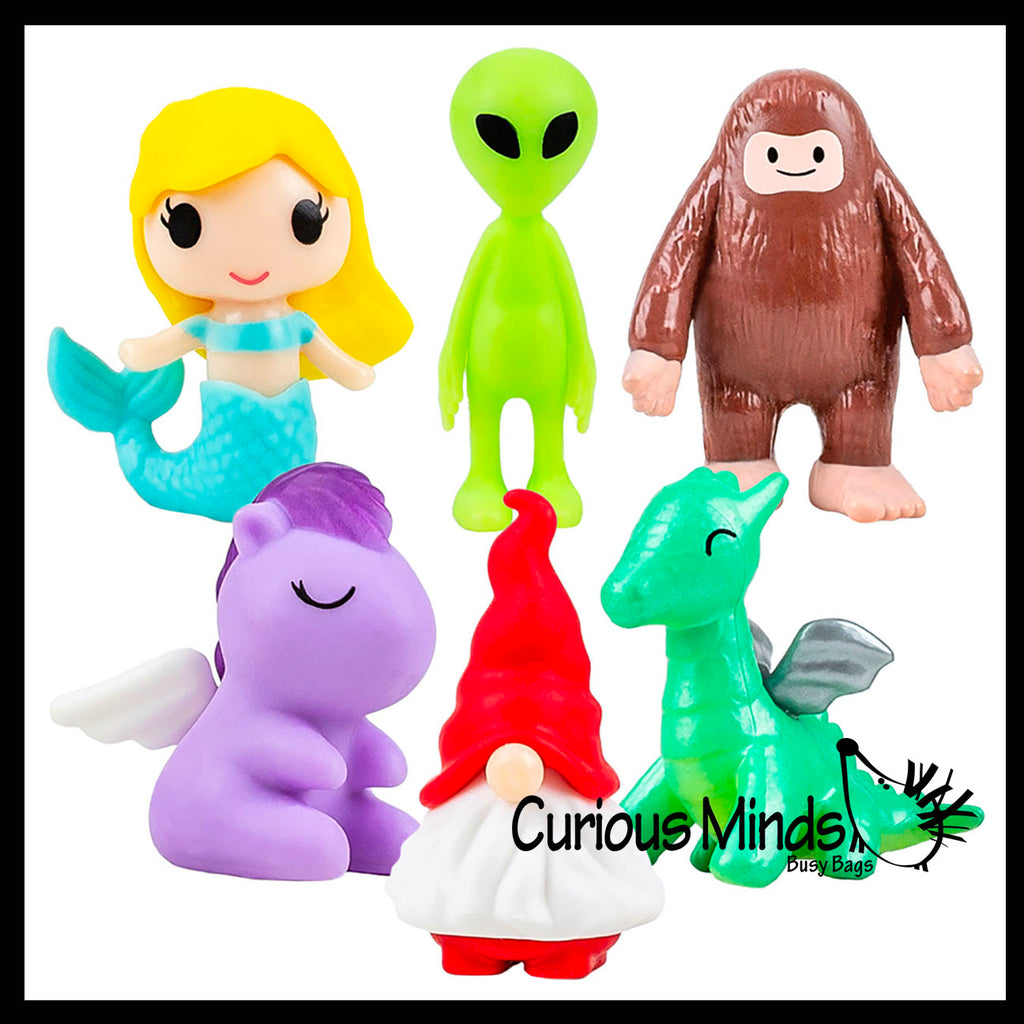 NEW - Cute Mystical Creatures Mini Figurines - Collectible Prizes and Rewards - Mermaid, Dragon, Unicorn, Alien, Bigfoot, Gnome