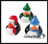 Winter Penguin and Snowman Rubber Duckies - 24 Cute Winter Snow Man Duck Party Favors