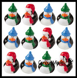 Winter Penguin Rubber Duckies - Cute Winter Snow Man Duck Party Favors