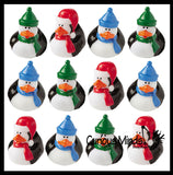 Winter Penguin and Snowman Rubber Duckies - 24 Cute Winter Snow Man Duck Party Favors