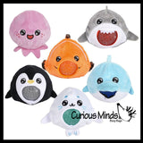 Plush Ocean Sea Animal Water Bead Filled Squeeze Stress Balls - Penguin, Octopus, Shark, Dolphin, Clownfish, Seal - Sensory, Stress, Fidget Toy PBJ Bubble Blow