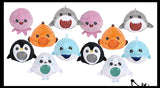 Plush Ocean Sea Animal Water Bead Filled Squeeze Stress Balls - Penguin, Octopus, Shark, Dolphin, Clownfish, Seal - Sensory, Stress, Fidget Toy PBJ Bubble Blow