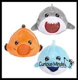 Plush Ocean Sea Animal Water Bead Filled Squeeze Stress Balls - Penguin, Octopus, Shark, Dolphin, Clownfish, Seal - Sensory, Stress, Fidget Toy PBJ Bubble Blow