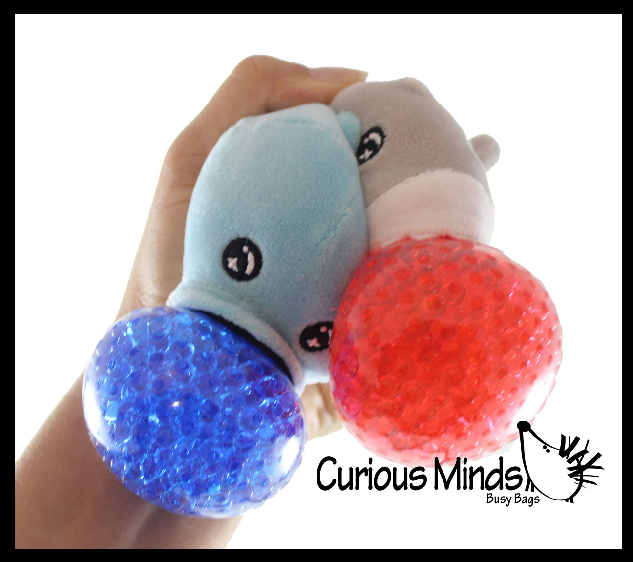 Plush Ocean Sea Animal Water Bead Filled Squeeze Stress Balls - Penguin, Octopus, Shark, Dolphin, Clownfish, Seal - Sensory, Stress, Fidget Toy PBJ Bubble Blow