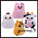 Plush Farm Animal Sugar Ball - Thick Glue/Gel Stretch Ball - Molasses Syrup Ultra Squishy and Moldable Slow Rise Relaxing Sensory Fidget Stress Toy