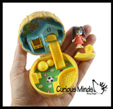 Pocket Size Mini Doll Playset - Folding Compact Doll House with Tiny Doll and Accessories - Travel Toy