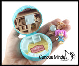 Pocket Size Mini Doll Playset - Folding Compact Doll House with Tiny Doll and Accessories - Travel Toy