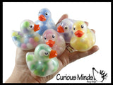 Pom Pom Filled Regular 2" Rubber Ducks - Rubber Duckies - Cute Novelty Prize Reward Giveaway