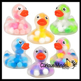 Pom Pom Filled Regular 2" Rubber Ducks - Rubber Duckies - Cute Novelty Prize Reward Giveaway