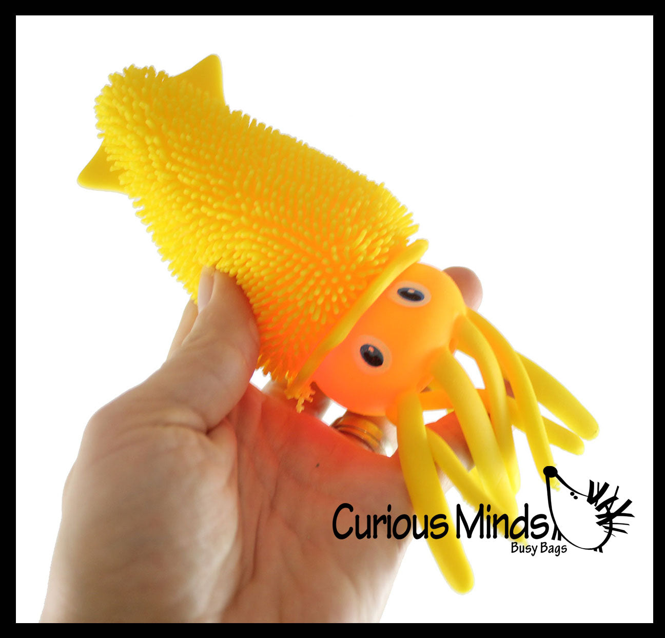 Puffer Squid Ball -  Light Up Flashing Indoor Soft Hairy Air-Filled Sensory Ball