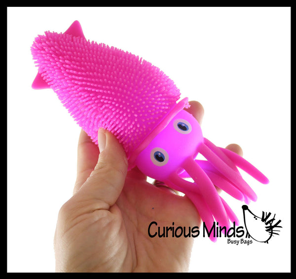 Puffer Squid Ball - Light Up Flashing Indoor Soft Hairy Air-Filled