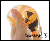 Jack o Lantern Pumpkin Sugar Ball - Thick Glue/Gel Stretch Ball - Molasses Syrup Ultra Squishy and Moldable Slow Rise Relaxing Sensory Fidget Stress Toy Halloween