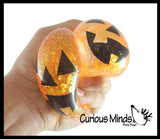 Jack o Lantern Pumpkin Sugar Ball - Thick Glue/Gel Stretch Ball - Molasses Syrup Ultra Squishy and Moldable Slow Rise Relaxing Sensory Fidget Stress Toy Halloween