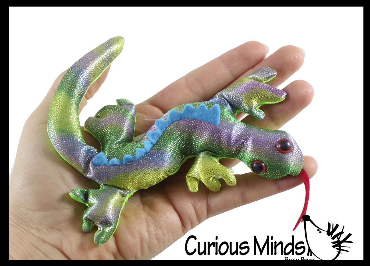 Lizard Sand Filled Animal Toy - Heavy Weighted Sandbag Animal Plush Bean Bag Toss - Shimmering Glitter Gecko