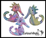 Seahorse Sand Filled Animal Toy - Heavy Weighted Sandbag Animal Plush Bean Bag Toss - Shimmering Glitter