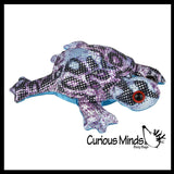 Turtle Sand Filled Animal Toy - Heavy Weighted Sandbag Animal Plush Bean Bag Toss - Shimmering Glitter