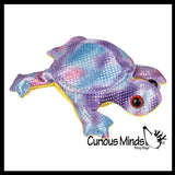 Turtle Sand Filled Animal Toy - Heavy Weighted Sandbag Animal Plush Bean Bag Toss - Shimmering Glitter