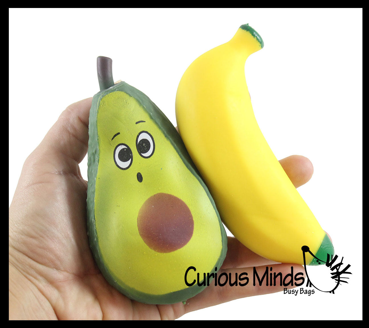 Sand Filled Squishy Banana and Avocado - Moldable Sensory, Stress, Squeeze Fidget Toy ADHD Special Needs Soothing
