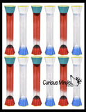 NEW - Erupting Volcano Glitter Filled Liquid Dripping Stick Timer Drip Down and Float Up - Calm Down Jar - Soothing and Calming Motion - Liquid Timer Sensory Office Desk Toy - Visual Stimulation