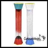 NEW - Erupting Volcano Glitter Filled Liquid Dripping Stick Timer Drip Down and Float Up - Calm Down Jar - Soothing and Calming Motion - Liquid Timer Sensory Office Desk Toy - Visual Stimulation