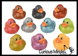 Medium 2" Glitter Rubber Ducks - Rubber Duckies - Cute Novelty Prize Reward Giveaway