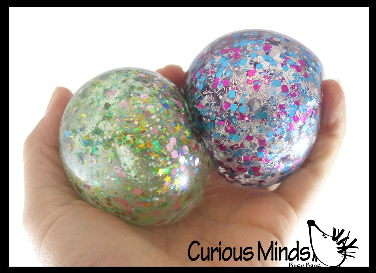 Sparkle Sugar Ball - Glittery Shimmer Thick Glue,Gel,Syrup,Molasses Stretch Ball - Ultra Squishy and Moldable Slow Rise Relaxing Sensory Fidget Stress Toy