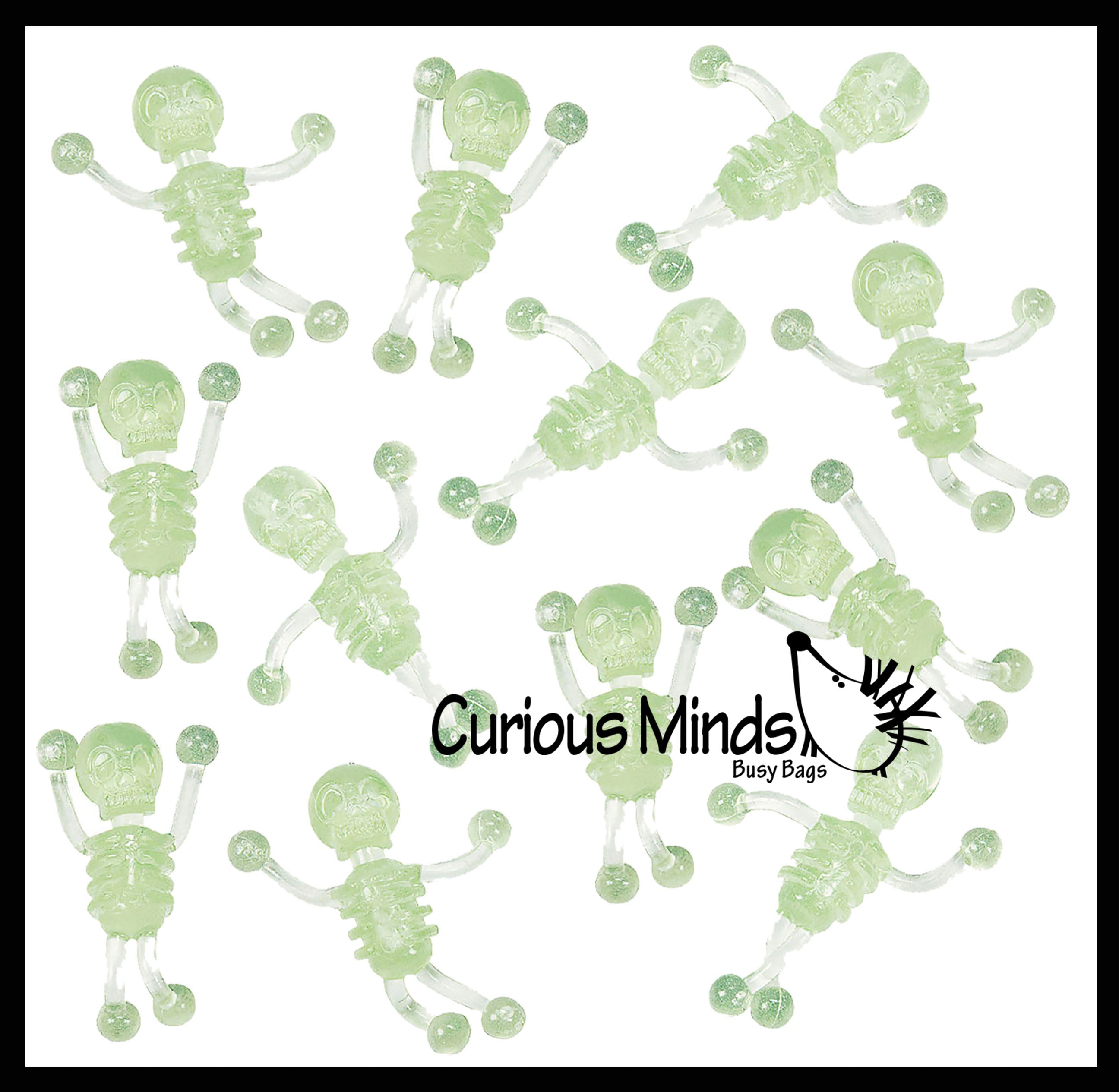 Sticky Tumbling Skeletons - Glow in the Dark - Stretchy Skeleton - Fidgets - Anatomy - Halloween