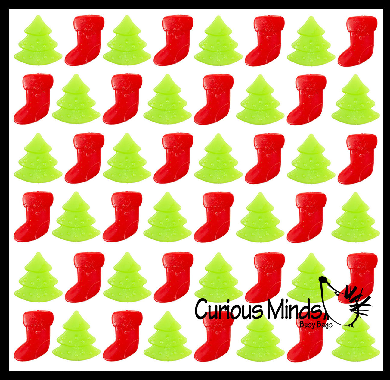 Christmas Favor Set - 96 Piece - Spinning Tops and Sticky and Stretchy Christmas Trees and Stockings - Small Festive Holiday Party Favor Toys (8 DOZEN)