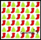 Christmas Favor Set - 96 Piece - Spinning Tops and Sticky and Stretchy Christmas Trees and Stockings - Small Festive Holiday Party Favor Toys (8 DOZEN)
