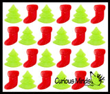 Christmas Favor Set - 96 Piece - Spinning Tops and Sticky and Stretchy Christmas Trees and Stockings - Small Festive Holiday Party Favor Toys (8 DOZEN)