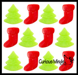 Sticky and Stretchy Christmas Trees and Stockings - Small Festive Holiday Party Favor Toys
