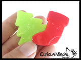 Sticky and Stretchy Christmas Trees and Stockings - Small Festive Holiday Party Favor Toys