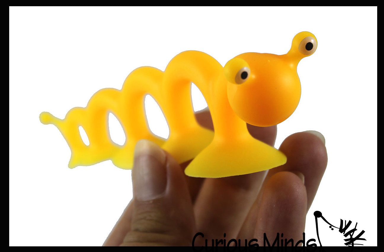 Suction Cup Caterpillar Fidget - Water Bath Toy - Window - Plane Car Stick and Pull Fidget