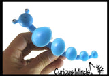 Suction Cup Caterpillar Fidget - Water Bath Toy - Window - Plane Car Stick and Pull Fidget