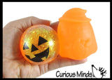 Halloween Sugar Balls - Ghost and Jack o Lantern Pumpkin - Thick Glue/Gel Stretch Ball - Molasses Syrup Ultra Squishy and Moldable Slow Rise Relaxing Sensory Fidget Stress Toy