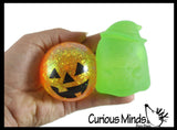Halloween Sugar Balls - Ghost and Jack o Lantern Pumpkin - Thick Glue/Gel Stretch Ball - Molasses Syrup Ultra Squishy and Moldable Slow Rise Relaxing Sensory Fidget Stress Toy